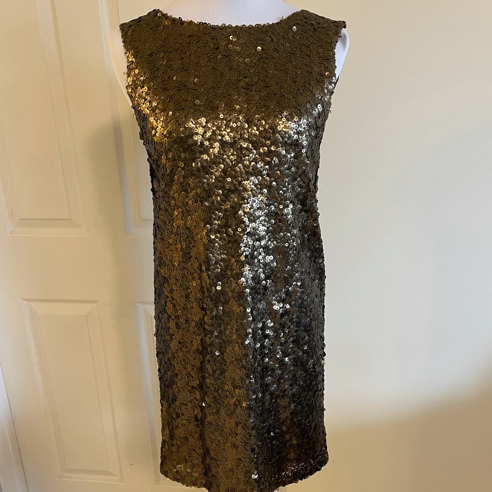 Oak + Fort sequin party dress with scoop back